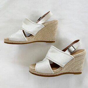 Biala White Joyce Perforated Sandals Leather Espadrilles Size 40